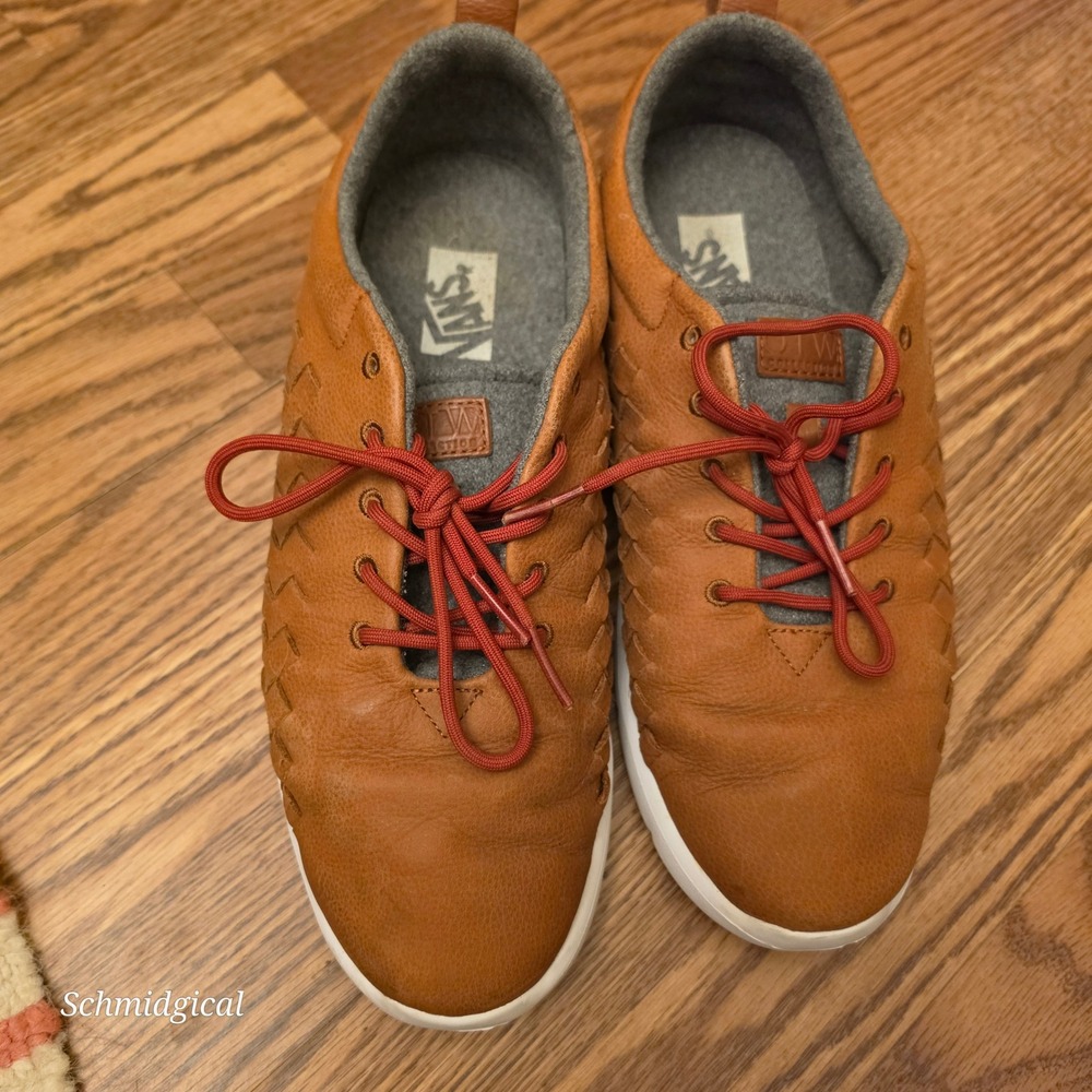 Vans OTW Collection Woven Brown Leather Low Top Sneakers Mens 13 Cognac Red Lace